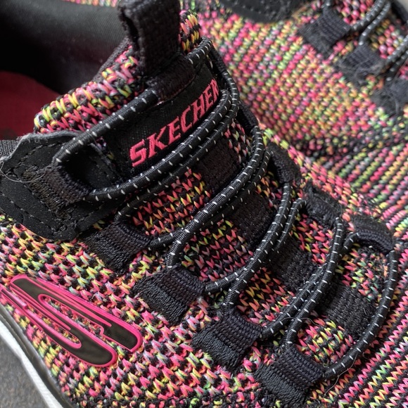 Skechers Multicolored Rainbow Knit Relaxed Fit Memory Foam Slip on Shoes - Picture 7 of 11